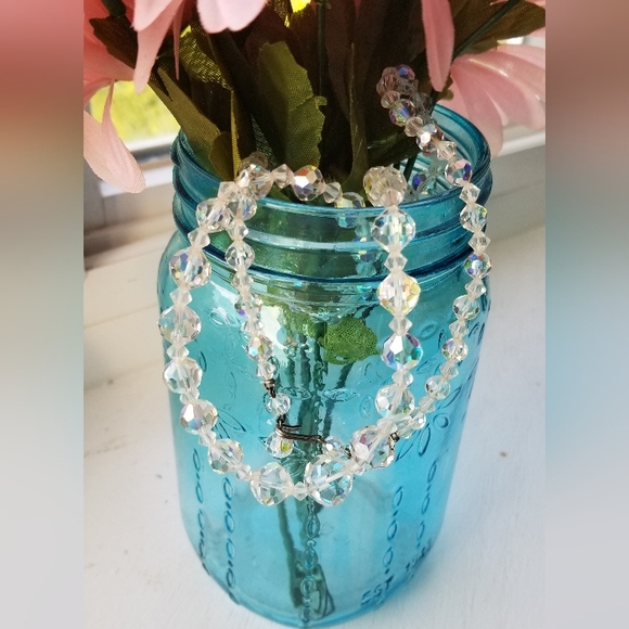 Aurora Borealis Vintage Crystal Necklace 1950's STUNNER - Picture 4 of 13